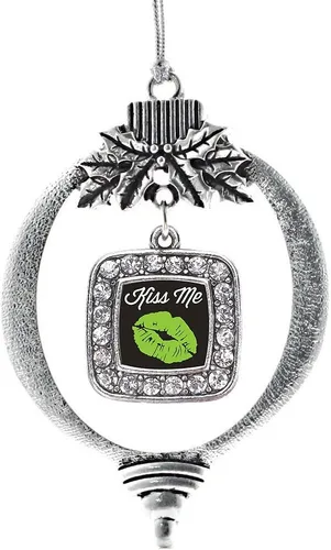 Vista 194 de Inspired Silver - Adorno con dije de reina de rodillo - Adornos navideños cuadrados de plata con joyas de circonita cúbica