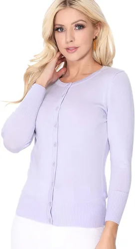 Vista 4 de YEMAK suéter de punto con cuello redondo y mangas 34 para mujer (S-3X)
