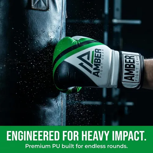 Vista 5 de Fury Boxing Gloves - Kickboxing, Muay Thai Training Gloves, Sparring Punching Bag Mitts, Durable PU, Shock-Absorbing Foam Core, Non-Slip Wrist