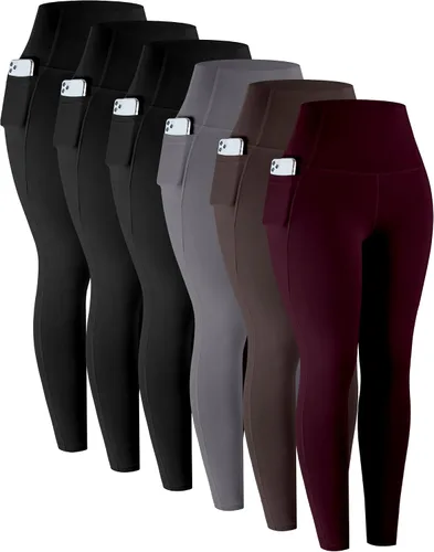 Vista 18 de LZYVOO - Leggings con bolsillos para mujer, 6 paquetes, pantalones de yoga de cintura alta suaves con control de abdomen para entrenamiento