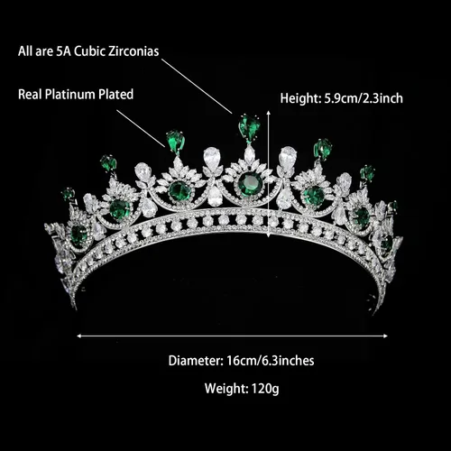 Vista 5 de Corona de boda y tiaras de circonita cúbica para mujeres y niñas, baile de graduación, quinceañera, cumpleaños, accesorios para el cabello, joyería