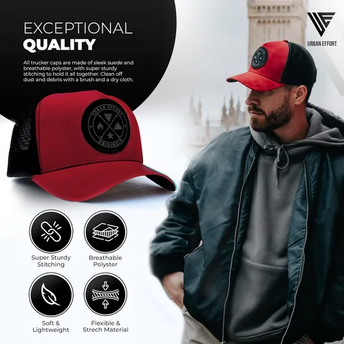 Vista 69 de Urban Effort Gorra trasera de malla, para hombres y mujeres, gorra de béisbol de 5 paneles, gran cierre a presión para caza y senderismo