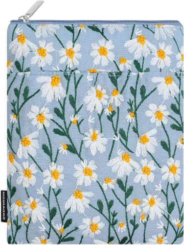 Vista 12 de Dadanism Manga acolchada de flores bordadas de 6-7 pulgadas para lector Beige floral