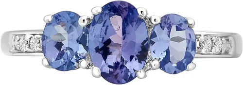 Vista 2 de Anillo de plata tanzanita y diamante, Oro, Diamante blanco