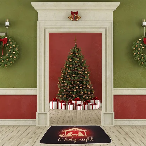 Vista 2 de Felpudo de Navidad para puerta delantera, para Navidad, invierno, vacaciones, decorativo, antideslizante, rectangular, tapete para Navidad