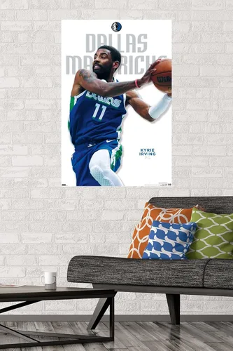 Vista 2 de NBA Dallas Mavericks - Póster de pared de Kyrie Irving Feature Series 23, 34 pulgadas de largo x 22.4 pulgadas de ancho, versión sin marco