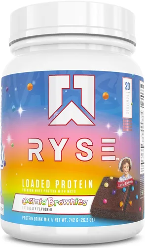 Vista 12 de RYSE Proteína en Polvo Cargada - Jet-Puffed Pastel de Cumpleaños - 25g Aislado y Concentrado de Proteína de Suero con Fibra Prebiótica y MCTs - Bajo