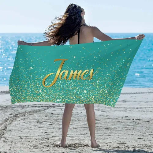 Vista 22 de Artsadd Toalla de playa personalizada con nombre, toallas de playa personalizadas con puntos azules y flores, toallas de playa con nombre