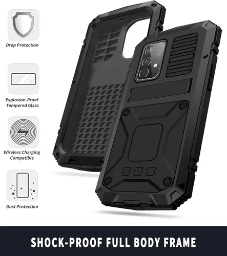 Vista 3 de Simicoo Compatible con Samsung A52 4G Funda de silicona híbrida militar a prueba de golpes, resistente, protector de pantalla integrado, cubierta