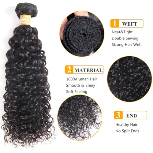 Vista 2 de Cabello humano rizado, brasileño 100% virgen, sin procesar, mechones con broche frontal, extensiones de pelo/extensión de cola de caballo, paquete