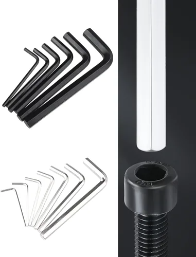 Vista 5 de Llave Allen hexagonal de 0.197 in, llave hexagonal de brazo largo, llave hexagonal, llave Allen hexagonal, acero niquelado, plata, 12