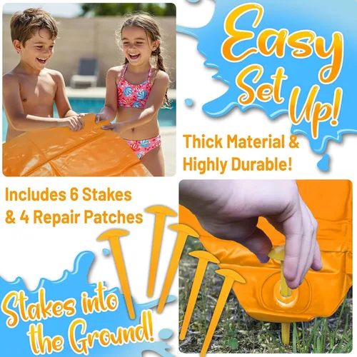 Vista 2 de Stargo 18 x 5 pies – Salpicaduras y tobogán deslizante, toboganes acuáticos para niños – Tobogán acuático para niños al aire libre divertidos