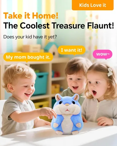 Vista 5 de TWORIVER - Juguete de hámster parlante, repite lo que dices, juguete de peluche interactivo para niños pequeños, juguete de aprendizaje que imita