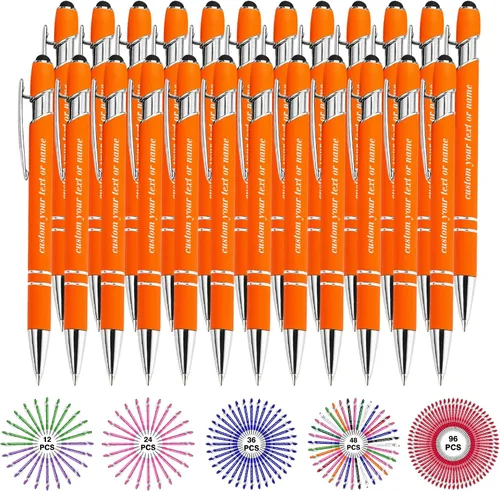 Vista 42 de Bolígrafos personalizados con nombre a granel, juego de bolígrafos personalizados, lápiz capacitivo grabado, logotipo, texto, regalo para negocios