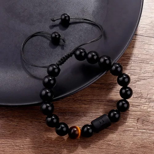 Vista 67 de SUMMER LOVE Father's Day Gifts Zodiac Bracelet for Men Women 10mm Natural Black Onyx Stone Star Sign Constellation Beaded Protection Bracelet