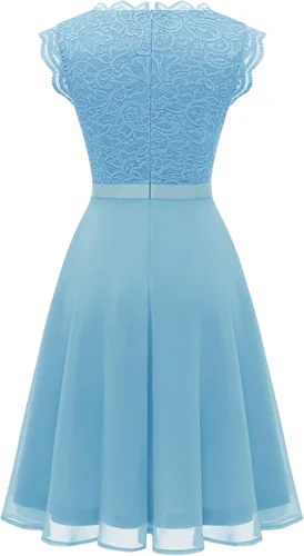 Vista 109 de Dressystar - Vestido de dama de honor, sin mangas, con cuello en V, para fiesta de boda