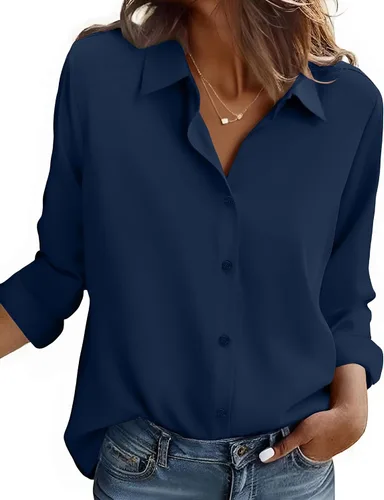 Vista 26 de ZEAGOO Camisa de manga larga con botones para mujer, blusas con estampado floral, trajes de trabajo casuales de negocios, tallas S-XXL