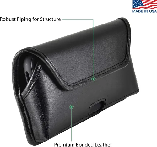 Vista 6 de Turtleback Funda diseñada para iPhone 11 (2019) y iPhone XR (2018), funda de piel negra con clip ejecutivo para cinturón, horizontal