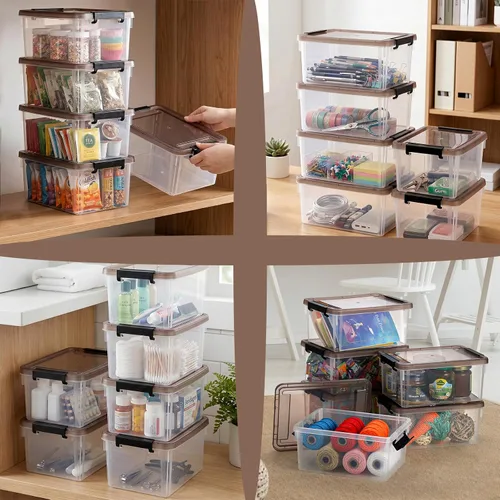 Vista 8 de Nicunom Paquete de 8 cubos de almacenamiento pequeños con tapas, 3.2 cuartos de galón, caja de almacenamiento transparente de plástico, contenedores