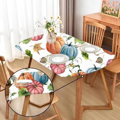 Vista 22 de Mantel ajustado blanco con elástico para mesas plegables de 48x48 pulgadas, manteles lavables y elásticos de elastano para mesas de cartas, manteles