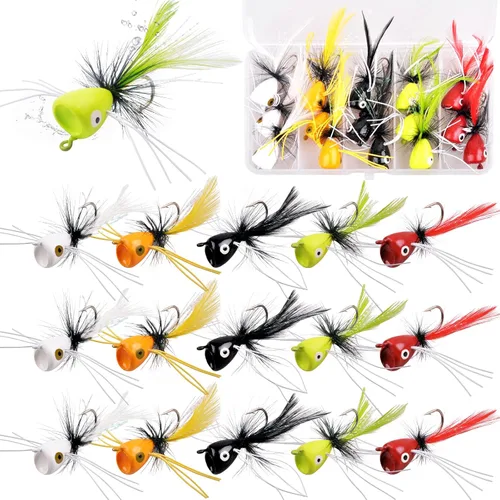 Vista 8 de Kit de señuelos de pesca con mosca, kit de señuelos de pesca con mosca, moscas para pesca con mosca, cebo colorido, moscas de pesca con mosca seca