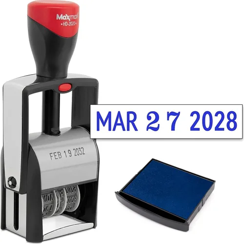 Vista 22 de MaxMark Sello de fecha resistente, tamaño de fecha grande, exclusiva banda de 12 años, tinta negra, paquete de 2