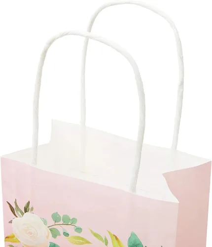 Vista 5 de BLUE PANDA Bolsas de regalo de papel de castillo de princesa rosa para fiesta de cumpleaños (9 x 5.3 pulgadas, 24 piezas)