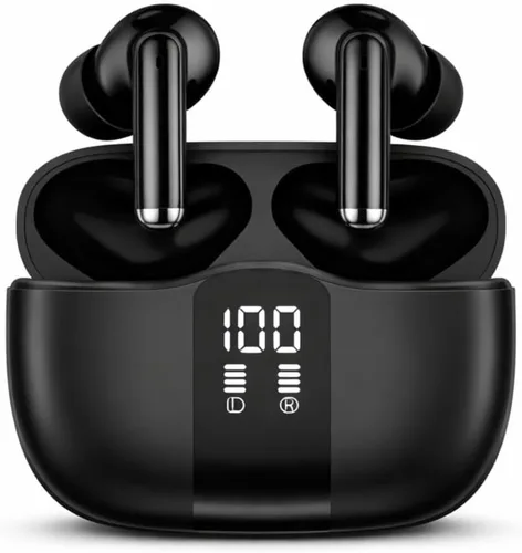 Vista 7 de LEVO Auriculares inalámbricos, cancelación activa de ruido híbrida, Bluetooth 5.3, micrófonos de llamada claros, funda de carga USB-C, color blanco