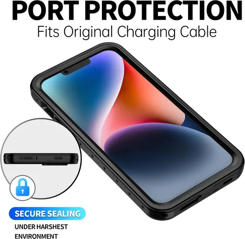 Vista 8 de BEASTEK Funda impermeable para iPhone 14, a prueba de golpes, a prueba de polvo IP68 bajo el agua, serie NRE con protector de pantalla integrado