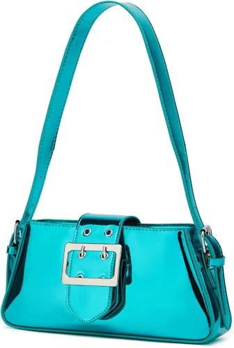 Vista 2 de Bolso Hobo para mujer, bolso cruzado de piel sintética brillante, bolso de mano de pintura, bolso pequeño Y2K, bolso con asa superior 2023