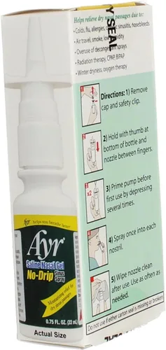 Vista 5 de Ayr Gel nasal salino sin goteo en aerosol sinusal con aloe – Alivio salino hidratante (0.75 onzas líquidas) – Paquete de 5