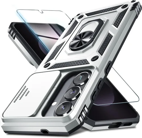 Vista 32 de Janmitta Compatible con Samsung Galaxy S24 FE Funda con Cubierta Deslizante Integrada para Lente de Cámara+Protector de Pantalla+Soporte de Anillo
