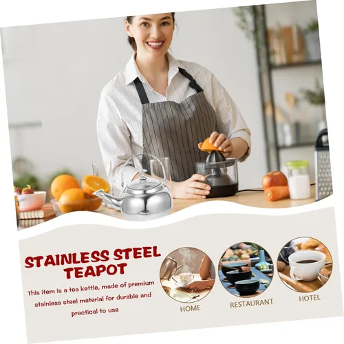 Vista 5 de Hervidor de té para estufa de acero inoxidable, silbido, resistente al desgaste, suministros para el hogar