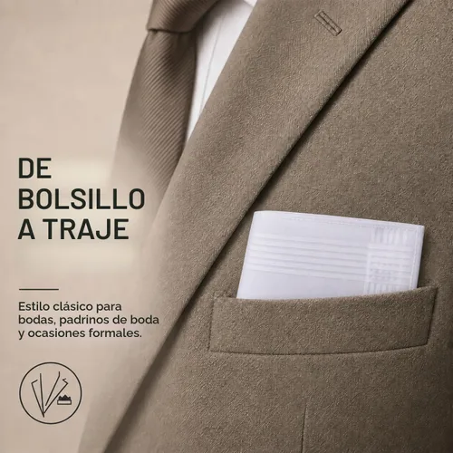 Vista 9 de Perry Ellis Pañuelos para hombre, 12 unidades, 100% algodón, borde satinado