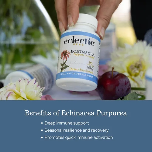 Vista 4 de Eclectic Institute Raíz de purpurea de equinácea no transgénica fresca y liofilizada Apoyo inmunológico 90 CT (360 mg)