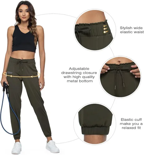 Vista 5 de Haowind - Pantalones deportivos para mujer con bolsillos y cintura elástica, cómodos pantalones de deportivos de descanso para deportes, gimnasio