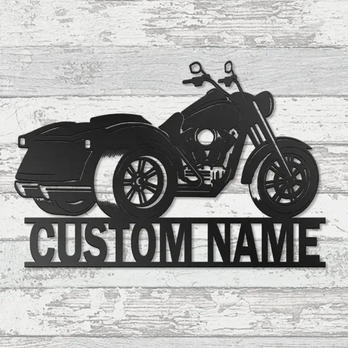 Vista 18 de Letrero con nombre personalizado, letrero de metal para motocicleta, decoración de pared con nombre de familia, decoración rústica para el hogar