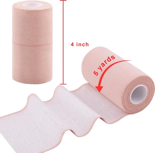 Vista 2 de BQTQ 6 rollos de cinta adhesiva elástica de 4 pulgadas, vendaje elástico autoadhesivo para heridas, vendaje elástico autoadherente, cinta deportiva