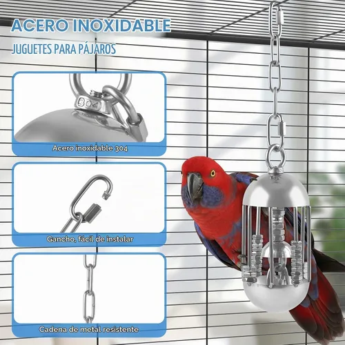 Vista 4 de DBNESS Juguetes para pájaros de acero inoxidable, cadena desmontable de alta resistencia, para masticar loro de metal duradero, juguete