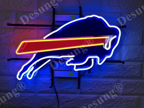 Vista 3 de Queen Sense Lámpara de luz de neón con logotipo de Bill (Buffalo) de 20 x 16 pulgadas con impresión HD Vivid Tech Artwork A120BBTLVVD
