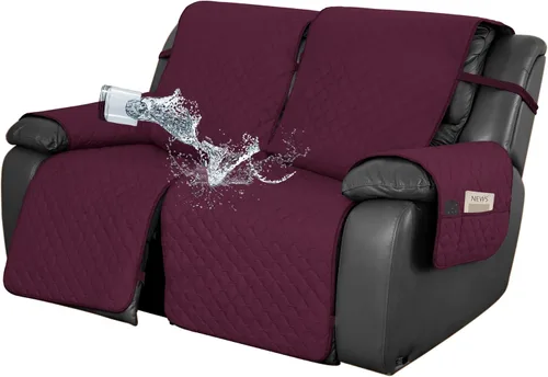 Vista 27 de Easy-Going Funda impermeable para sofá biplaza reclinable con bolsillo, funda de sofá reversible de 1 pieza para sillón reclinable de 2 asientos