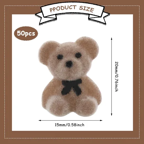 Vista 2 de Prasacco 50 mini osos – diminutos dijes de oso de plástico acrílico flocado y decoraciones de bricolaje