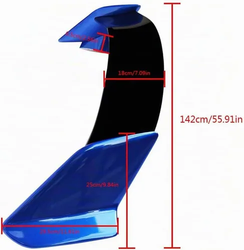 Vista 2 de NINTE Alerón para Honda Civic 2016-2021 de 5 puertas Hatchback, pintado en ABS con acabado brillante negro y azul estilo Type-R para alerón trasero