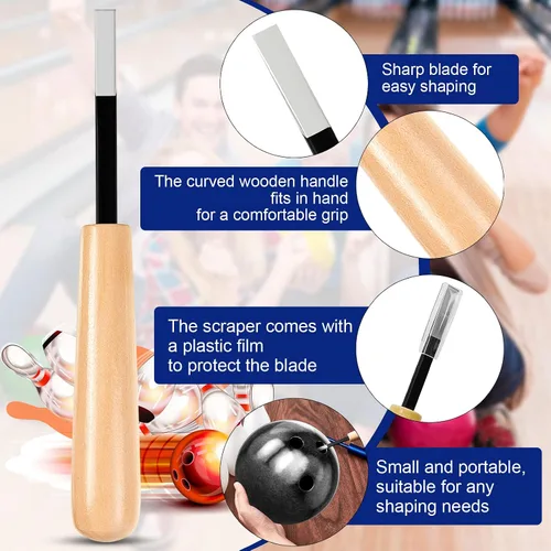 Vista 4 de Hungdao Kit de herramientas de extracción de cinta de entrenamiento de bola de bolos, 3 piezas, con cuchilla de repuesto, cuchillo biselado