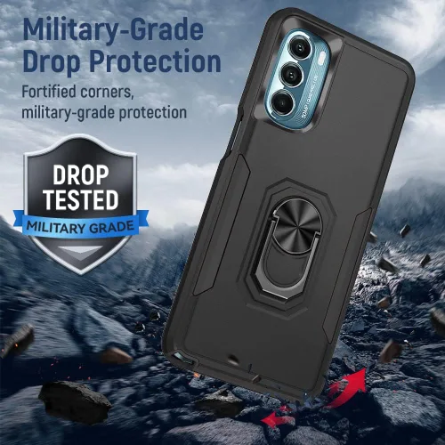Vista 3 de HNHYGETE Funda para Moto G Stylus 5G 2022, con protector de pantalla, a prueba de golpes, grado militar, resistente, con función atril de anillo