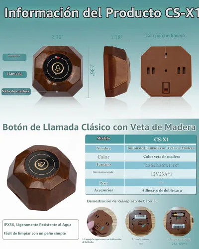 Vista 5 de Sistema de localización de restaurantes Sistema de llamada de mesa con 15 botones de llamada
