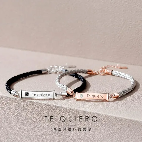 Vista 4 de VOYOMI Pulseras de promesa de cuerda para parejas pulseras de amistad para dos pulseras para mejores amigas pulseras para parejas regalos para novio