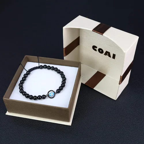 Vista 6 de COAI - Pulsera con cuentas de piedra de obsidiana negra
