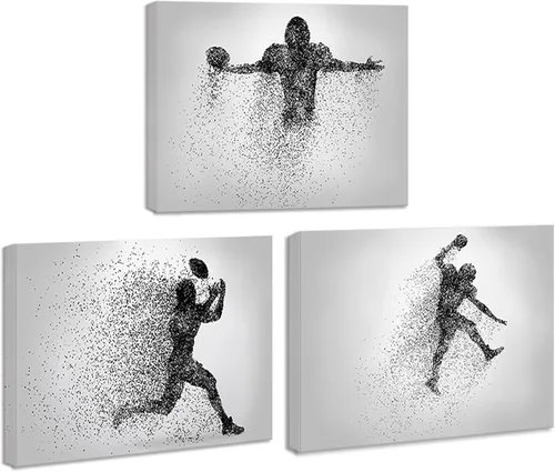 Vista 9 de Juego de 3 impresiones artísticas en lienzo de baloncesto, pósteres de baloncesto enmarcados, decoración de sala deportiva para hombres, niños