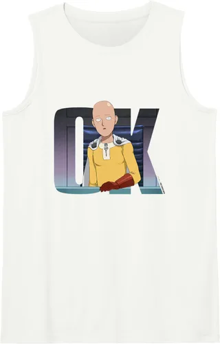 Vista 8 de One Punch Man Camiseta sin mangas Saitama OK, Negro, S Blanco